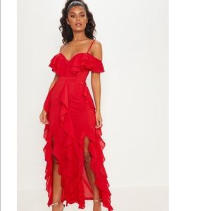 Red ruffle dress
